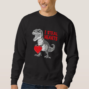Sweatshirt Saint-Valentin Dinosaure Je Vole des Cœurs Garçons