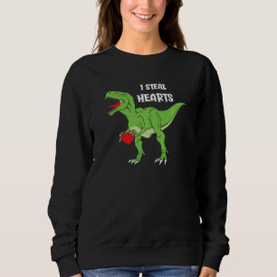 Sweatshirt Saint-Valentin Dinosaure Je Vole des Cœurs Garçons