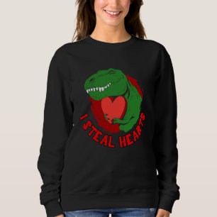 Sweatshirt Saint-Valentin Dinosaure rex Je Vole des Cœurs Ga