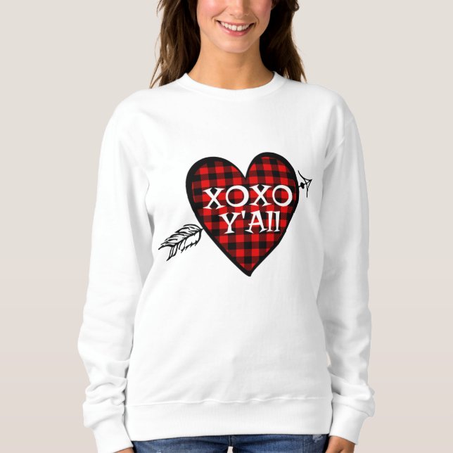 Sweatshirt Saint Valentin T Chemise Rouge Buffalo Plaid Love  (Devant)