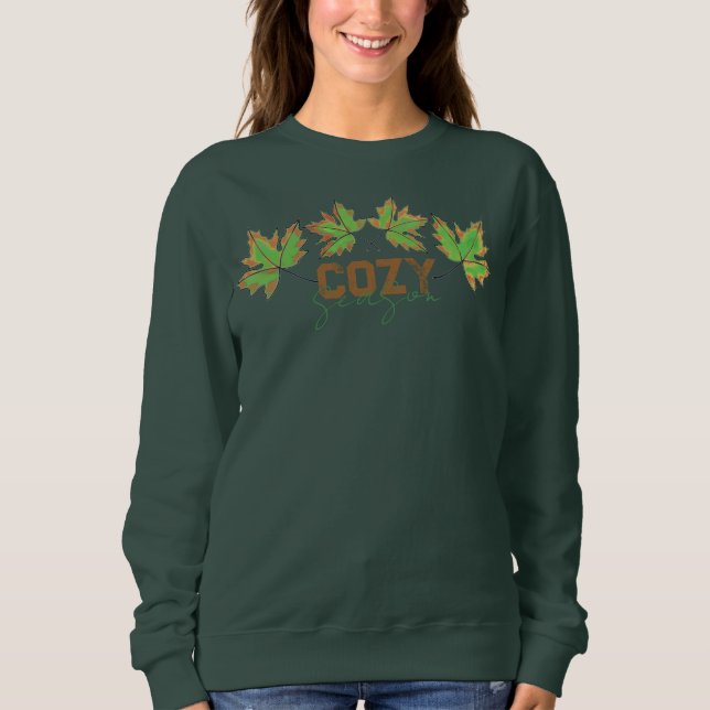 Sweatshirt Saison douillette automne feuilles design (Devant)