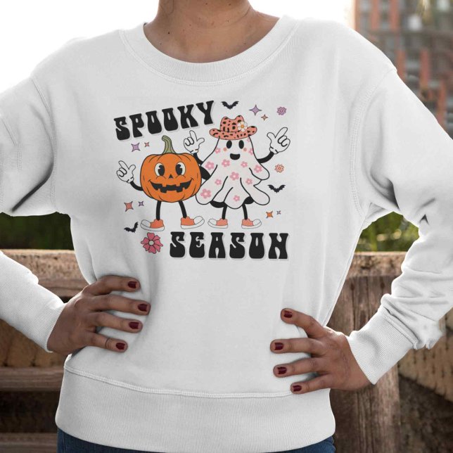 Sweatshirt Saison éffrayante Retro Halloween Super (Retro Spooky Halloween Sweatshirt for her, Hippie Halloween Design T-shirt
)