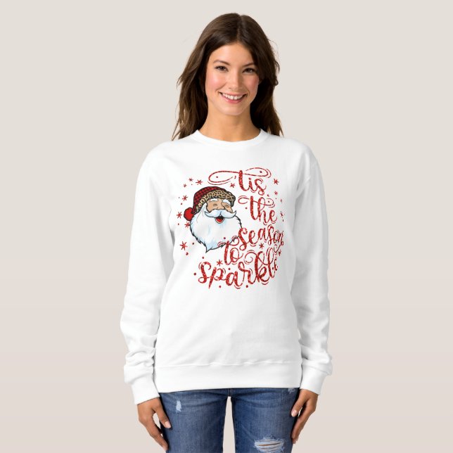 Sweatshirt Saison étincelante Noël Père Noël mot art (Devant entier)
