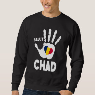Sweatshirt Salut Tchad Avec Le Drapeau Tchad Dans Un Coeur Am