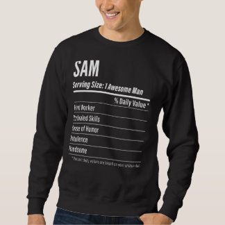 Sweatshirt Sam Taille du service Nutrition Étiquette Calories
