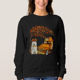 Sweatshirt Samoyède portant un chapeau d'automne arbre camion