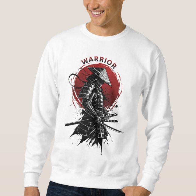 Sweatshirt Samurai Warrior Rising Sun Japanese Ink Style (Devant)