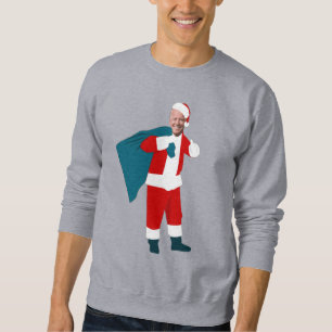 Sweatshirt santa claus joe biden bleu noël