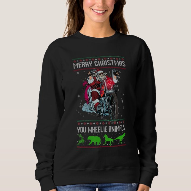 Sweatshirt Santa Claus Motorcycle Merry Christmas Biker Rider (Devant)