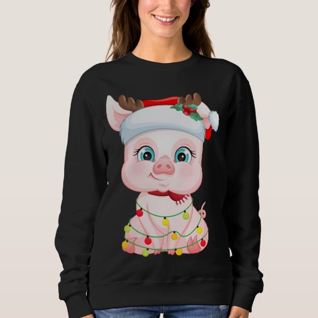 Sweatshirt Santa Hat Cochon de Noël Amateurs de cochon Pyjama (Devant)