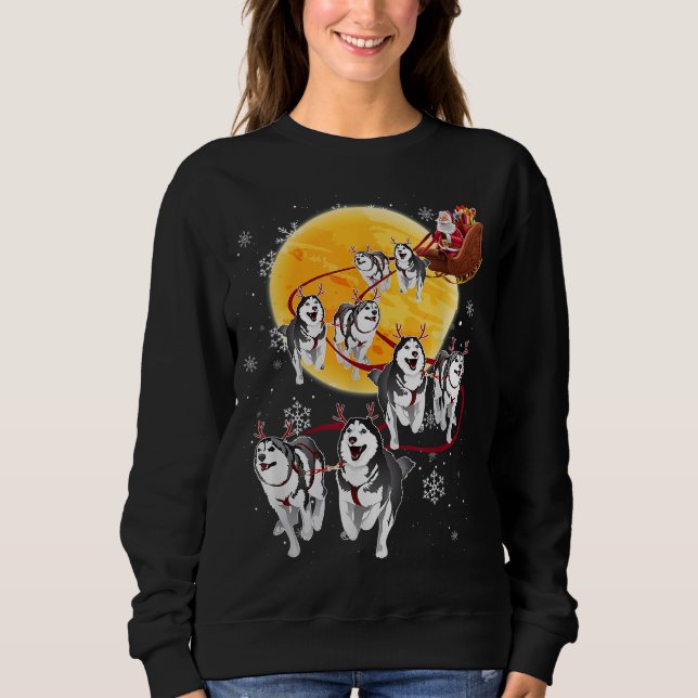 Sweatshirt Santa Ride Sleigh Siberian Husky Christmas Dog Lov (Devant)