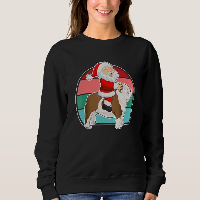 Sweatshirt Santa Riding English Bulldog Christmas PJs Xmas Pa (Devant)