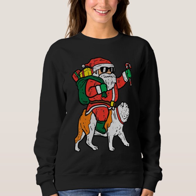 Sweatshirt Santa Riding English Bulldog Christmas Xmas Boys G (Devant)