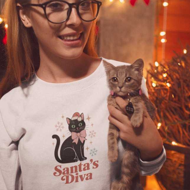 Sweatshirt Santa’s Diva Cute Christmas Cat for Her (Créateur téléchargé)
