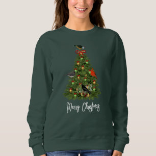 Sweatshirt Sapin de Noël avec oiseaux de fête 