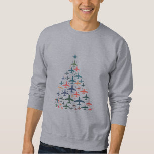 Sweatshirt Sapin de Noël Avion Pilote Rétro Volant Vol