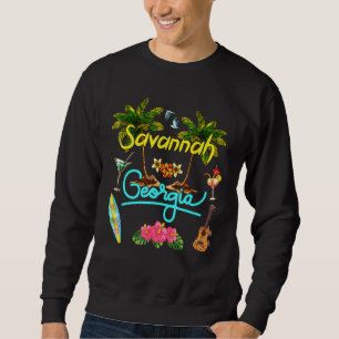 Sweatshirt Savannah Georgia Beach Summer Palm Surf Sun Set Pa