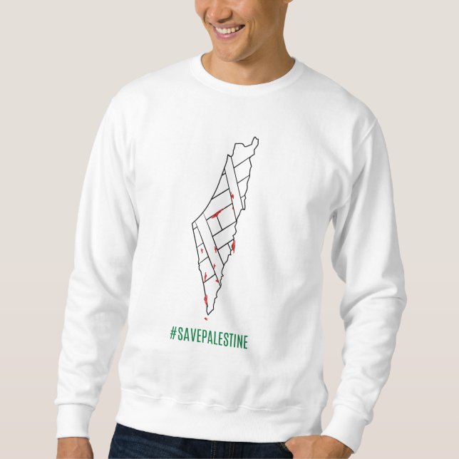 Sweatshirt Save Palestine saigned map - Liberté pour Palestin (Devant)