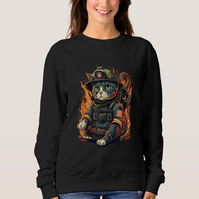 Sweatshirt Save the Day with Cats Firefighter Design for Hero (Devant)