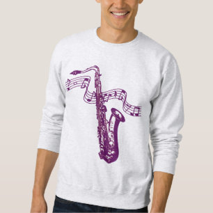 Sweatshirt Saxophone violet cool et notes -Chemise