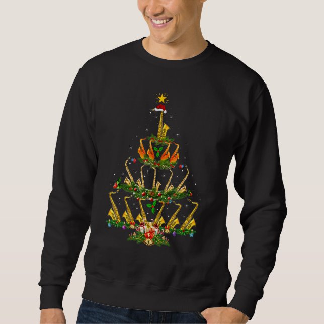 Sweatshirt Saxophone  Xmas Lights Saxophone Christmas Tree (Devant)