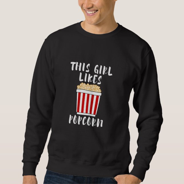 Sweatshirt Saying Girl Likes Eating Popcorn (Devant)