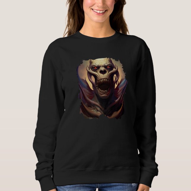 Sweatshirt Scary Demonic Skull Horror Nightmare Unique Digita (Devant)