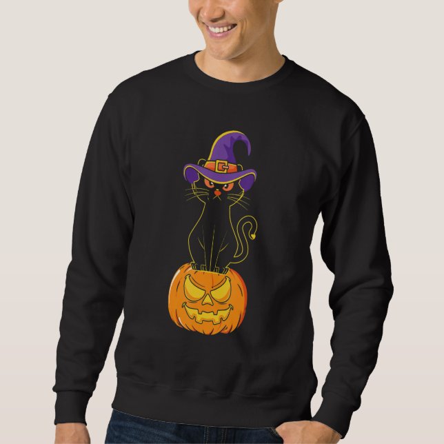 Sweatshirt Scary Halloween Chat noir costume sorcière Casquet (Devant)