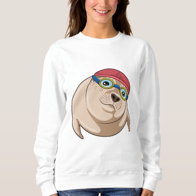 Sweatshirt Sceau à nager avec lunettes de natation (Devant)