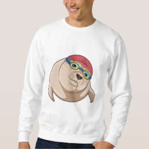 Sweatshirt Sceau à nager avec lunettes de natation
