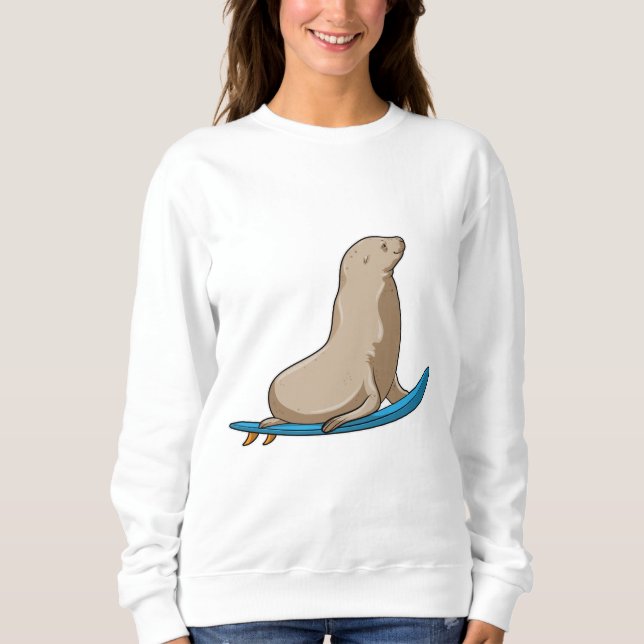 Sweatshirt Sceau comme surfeur avec Surfboard (Devant)