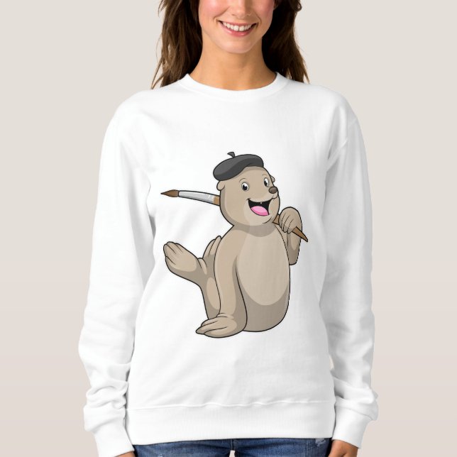 Sweatshirt Sceller comme peintre avec pinceau (Devant)