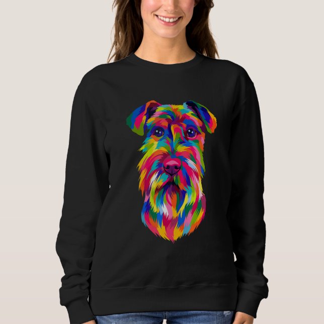 Sweatshirt Schnauzer Pop Art Mini Schnauzer Portrait Dog Colo (Devant)