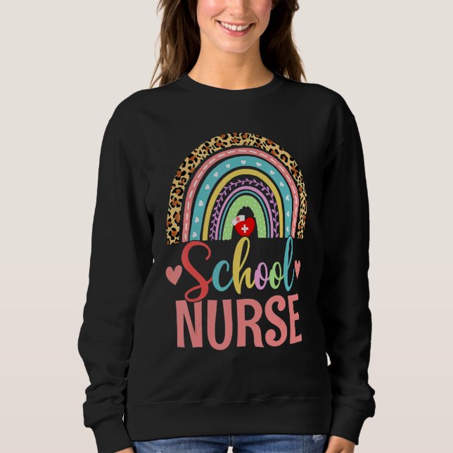 Sweatshirt School Nurse Boho Rainbow Leopard Nurse Week 2022  (Devant)