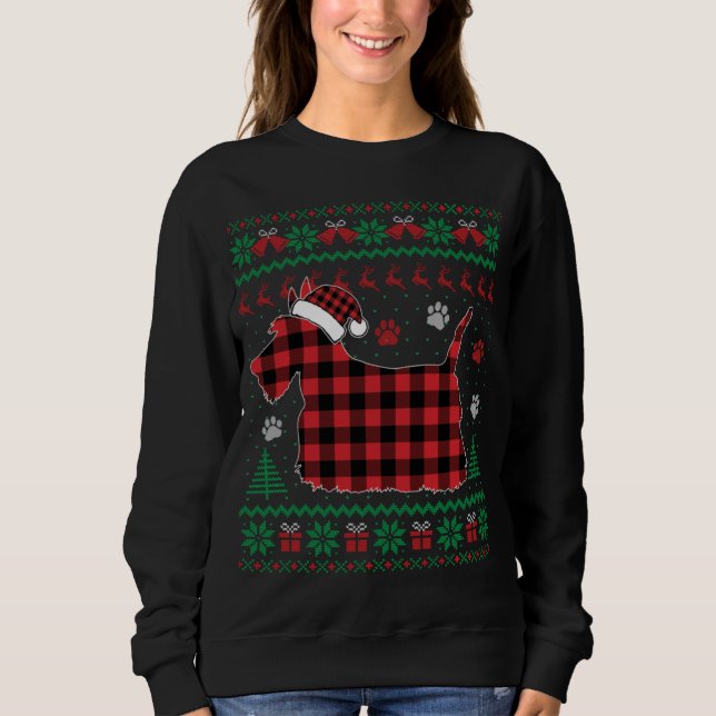 Sweatshirt Scottie Dog Christmas Pajama Red Plaid Scottish Ug (Devant)
