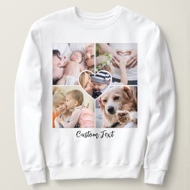 Sweatshirt Script moderne Collage de photos Coeur avec texte  (Design devant)