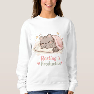 Sweatshirt Se reposer est Productif Mignon Chat Chaton Hygge 