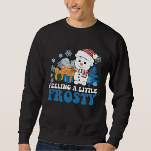 Sweatshirt Se sentant un peu bonhomme de neige enneigé Noël g
