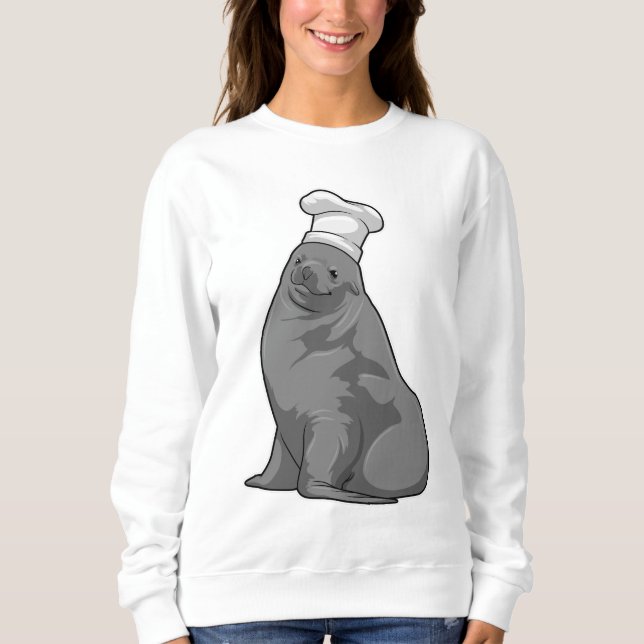 Sweatshirt Seal as Cook with Chef casquette (Devant)