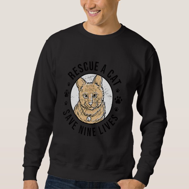 Sweatshirt Secourir Un Chat Sauver Neuf Vies Propriétaire Du  (Devant)