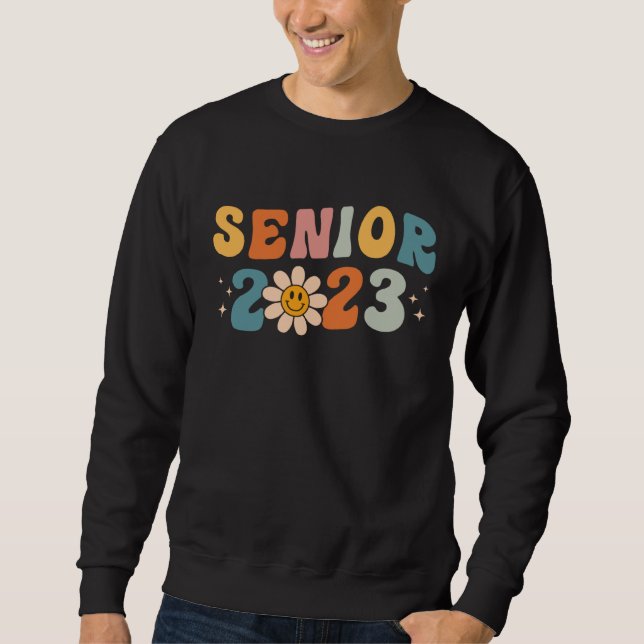 Sweatshirt Senior 2023 Groovy Retro Happy Last Day Of School  (Devant)
