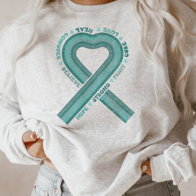 Sweatshirt Sensibilisation au cancer de l'ovaire Soutien Turq (Créateur téléchargé)