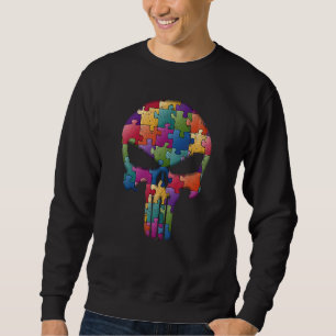 Sweatshirt Sensibilisation sur l'autisme crâne Maman Papa Enf