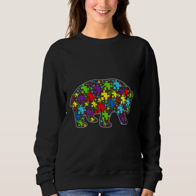 Sweatshirt Sensibilisation sur l'autisme Cute Panda Ours Puzz (Devant)