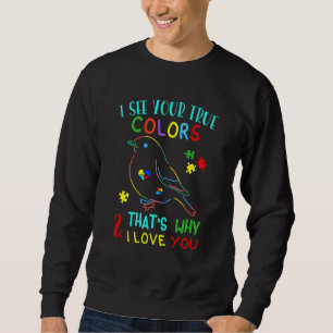 Sweatshirt Sensibilisation sur l'autisme Joli Oiseau coloré C
