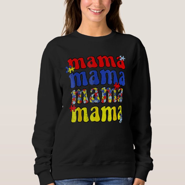 Sweatshirt Sensibilisation sur l'autisme Mama pièce de puzzle (Devant)