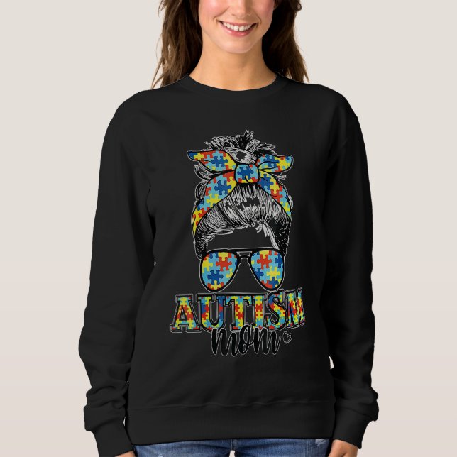 Sweatshirt Sensibilisation sur l'autisme Maman Vie Messager B (Devant)