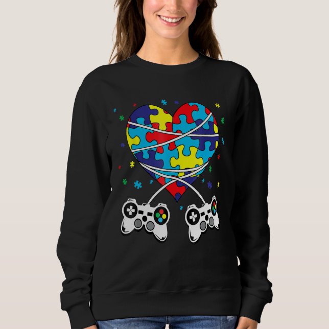 Sweatshirt Sensibilisation sur l'autisme Mois Jour Puzzle Jeu (Devant)