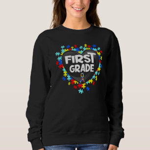 Sweatshirt Sensibilisation sur l'autisme rétro Coeur de premi