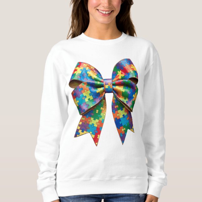 Sweatshirt Sensibilisation sur l'autisme Ruban Coquette Bow (Devant)